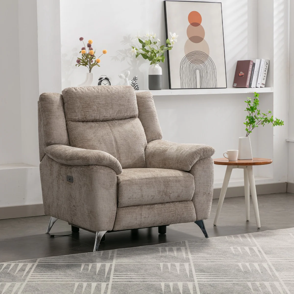 Monroe Electric Chair – Beige Fabric with Adjustable Headrest