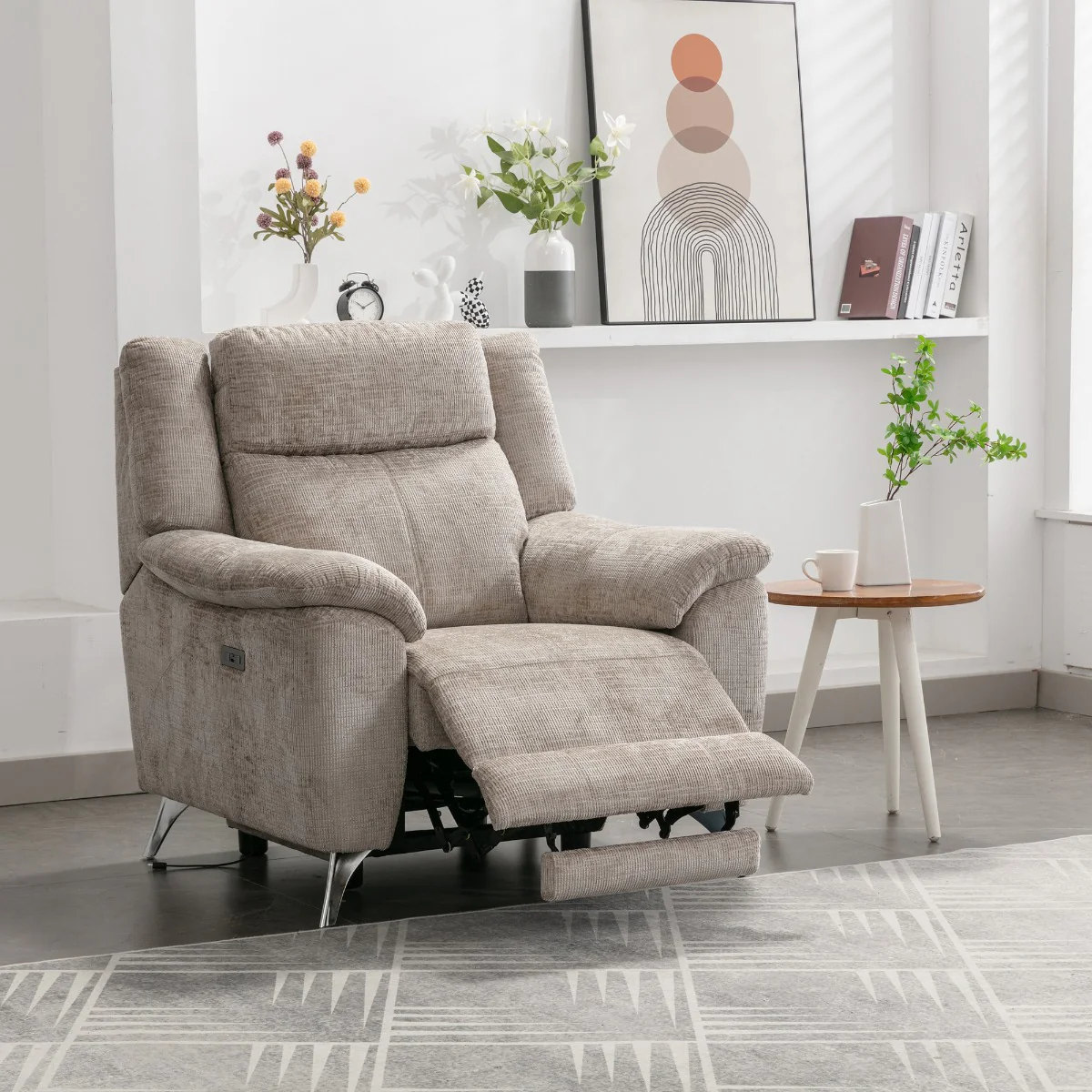 Monroe Electric Chair – Beige Fabric with Adjustable Headrest - Image 4