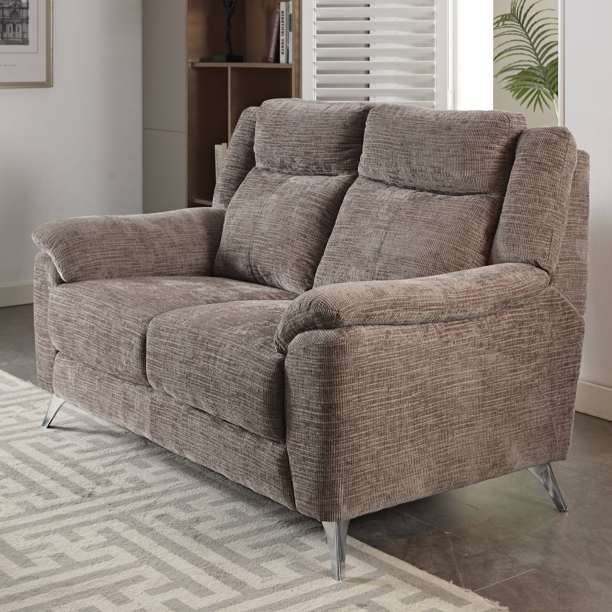 Monroe Fixed 2 Seater – Soft Touch Fabric with Chrome Legs