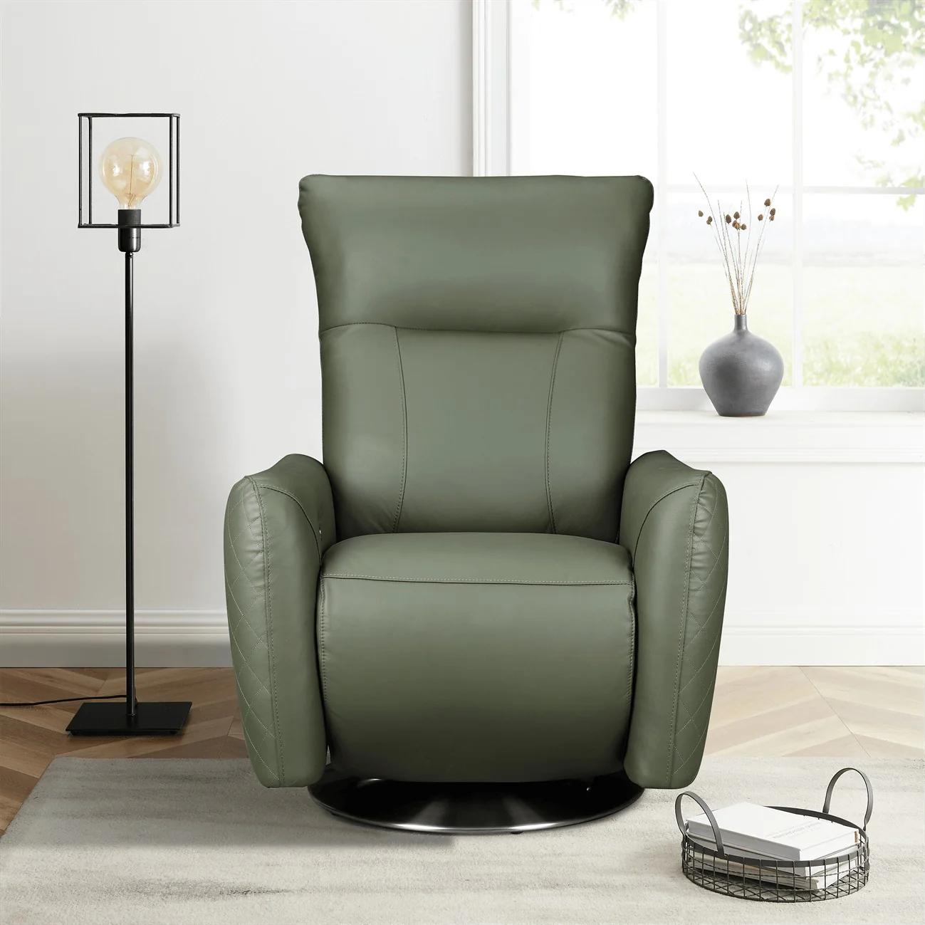 Monti Chair – Electric Recliner with Swivel Base (Green Leather) - Image 2