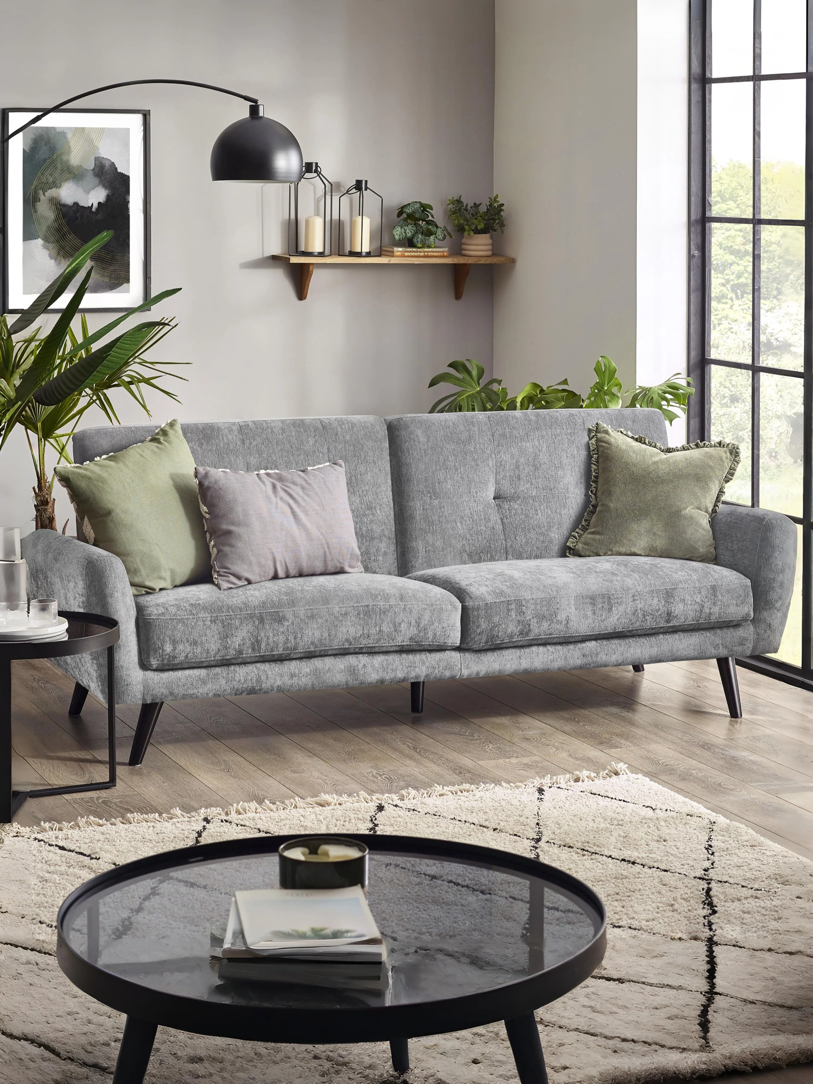 Monza Sofa Bed – Dove Fabric with Split-Back Design