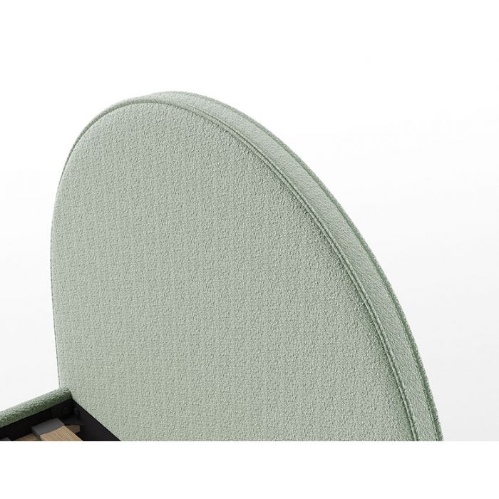 MOON Bed 90 x 200 cm – Green Boucle Upholstered with Rounded Headboard - Image 3