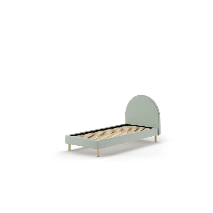 MOON Bed 90 x 200 cm – Green Boucle Upholstered with Rounded Headboard - Image 4