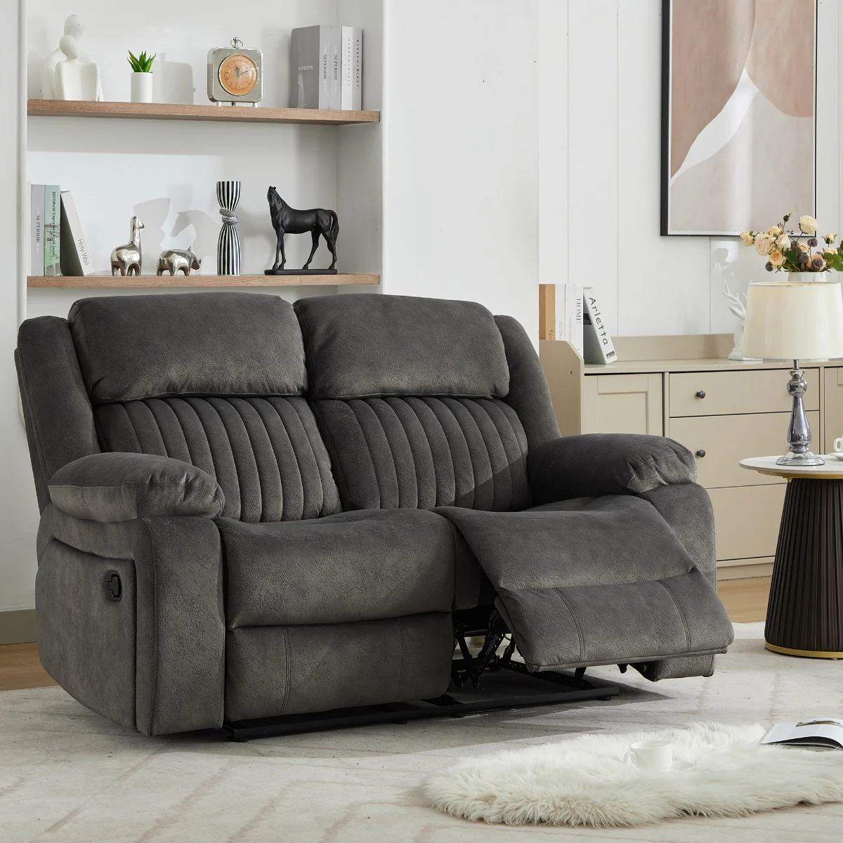 Morgan 2 Seater Recliner – Iron Fabric with Pocket Sprung Seats (PRE-ORDER FOR AUGUST)