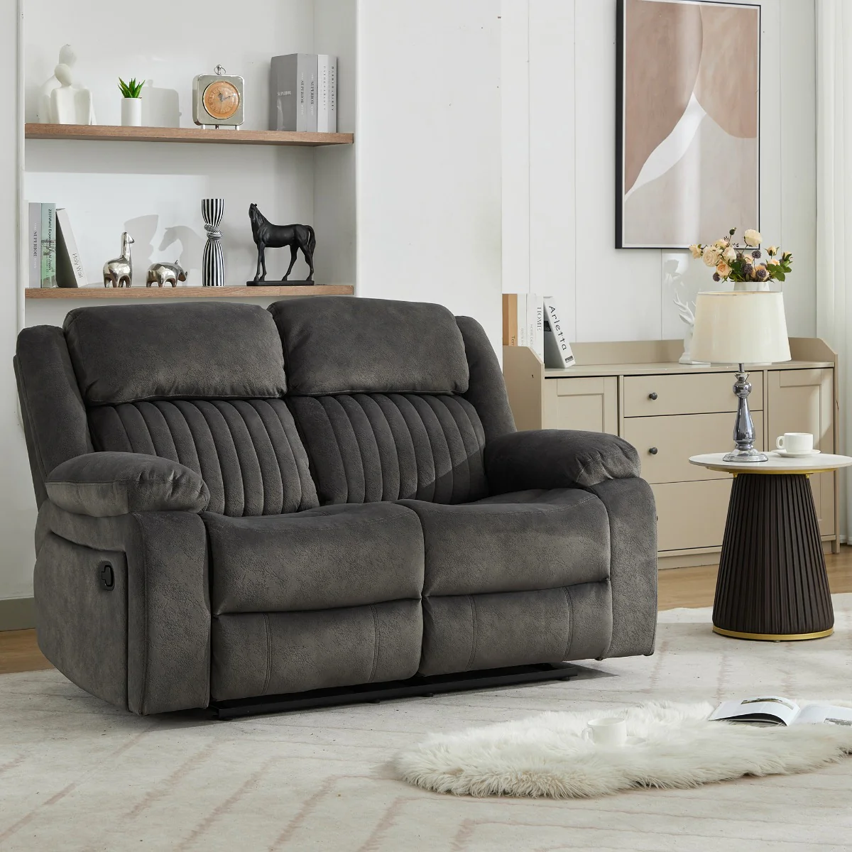 Morgan 2 Seater Recliner – Iron Fabric with Pocket Sprung Seats (PRE-ORDER FOR AUGUST) - Image 2