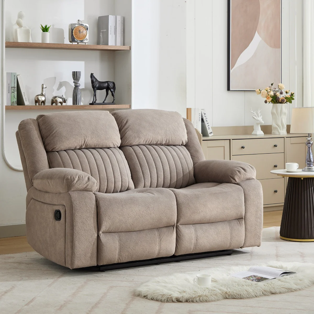 Morgan 2 Seater Recliner – Taupe Fabric with Pocket Sprung Seats (PRE-ORDER FOR JULY)