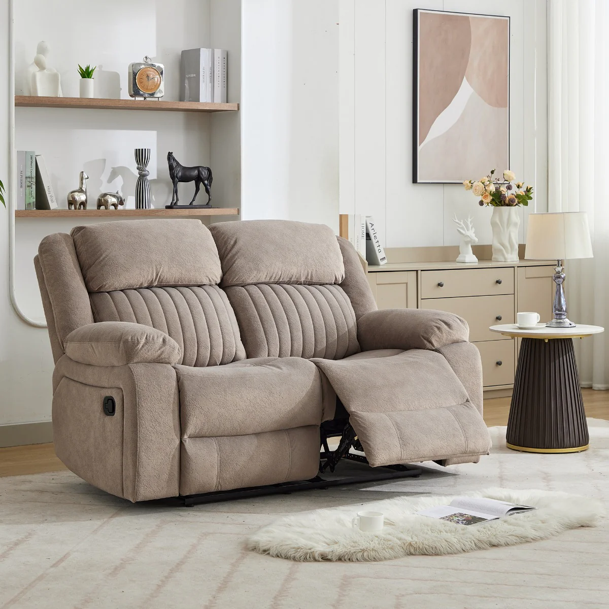 Morgan 2 Seater Recliner – Taupe Fabric with Pocket Sprung Seats (PRE-ORDER FOR JULY) - Image 2