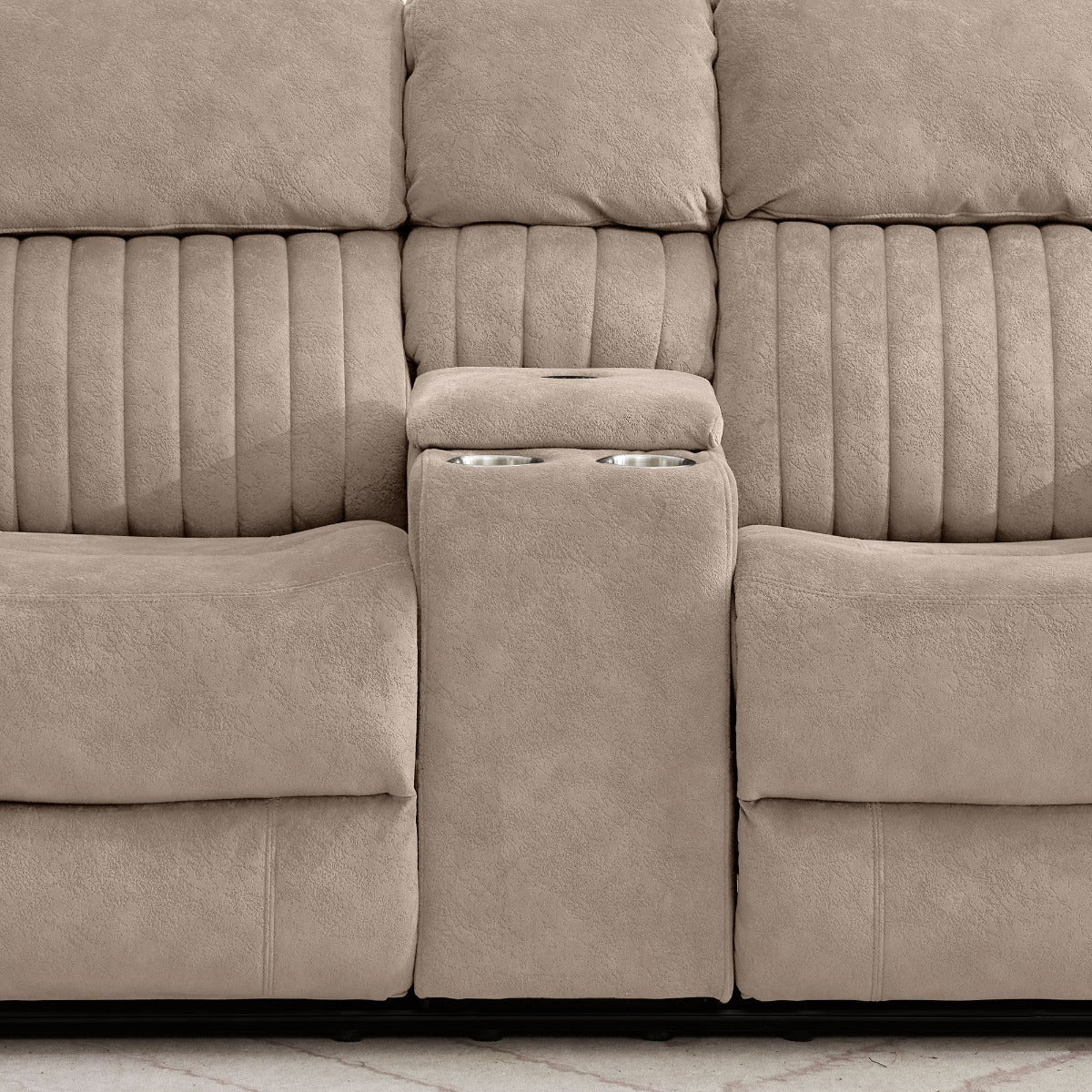 Morgan 2 Seater Recliner with Console – Taupe Fabric with Pocket Sprung Seats - Image 2