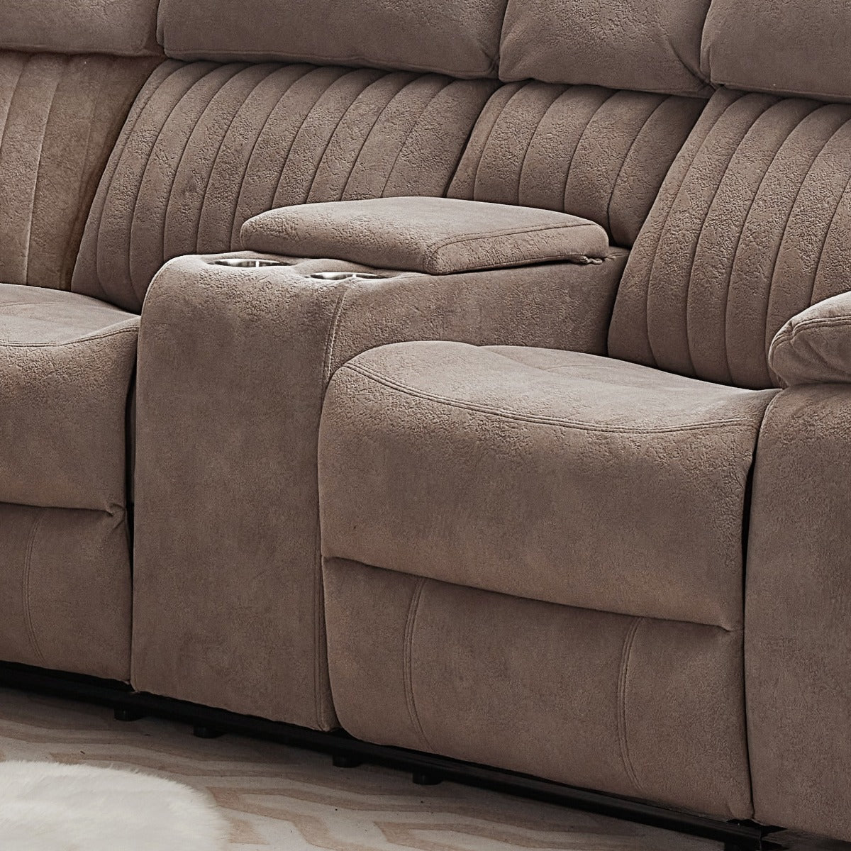 Morgan 2 Seater Recliner with Console – Taupe Fabric with Pocket Sprung Seats - Image 3