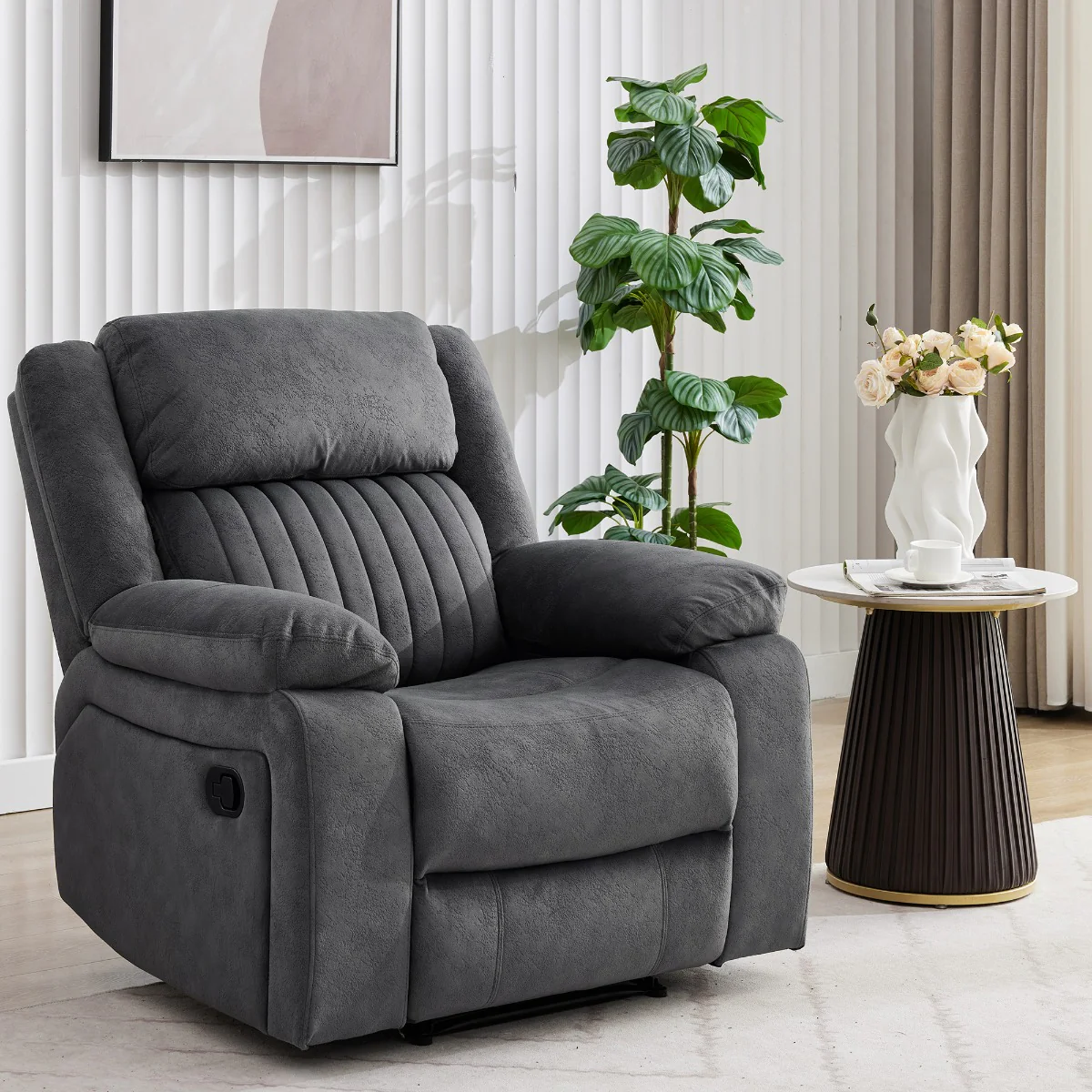 Morgan Chair Recliner – Slate Grey Fabric with Pocket Sprung Seat - Image 2
