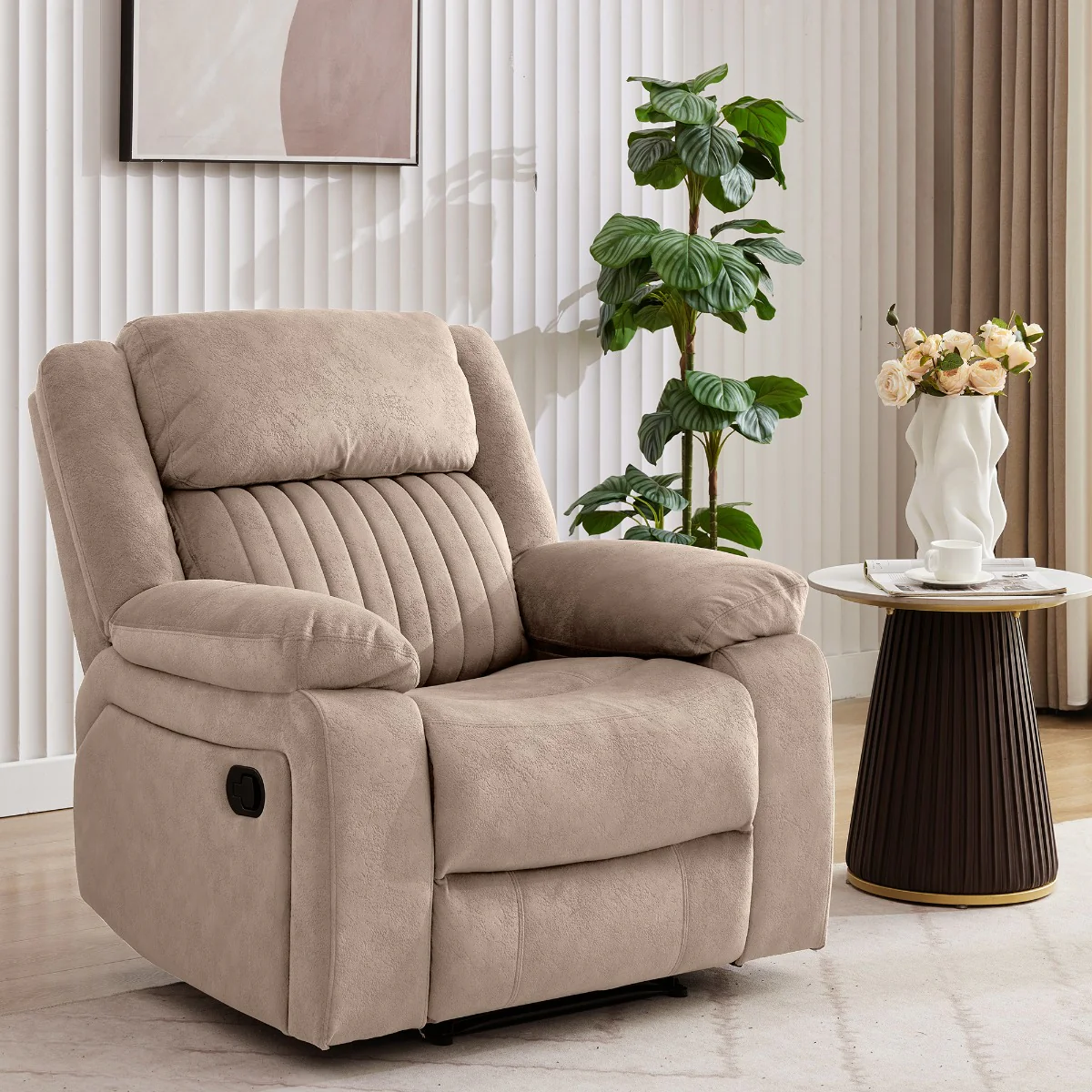 Morgan Chair Recliner – Taupe Fabric with Pocket Sprung Seat