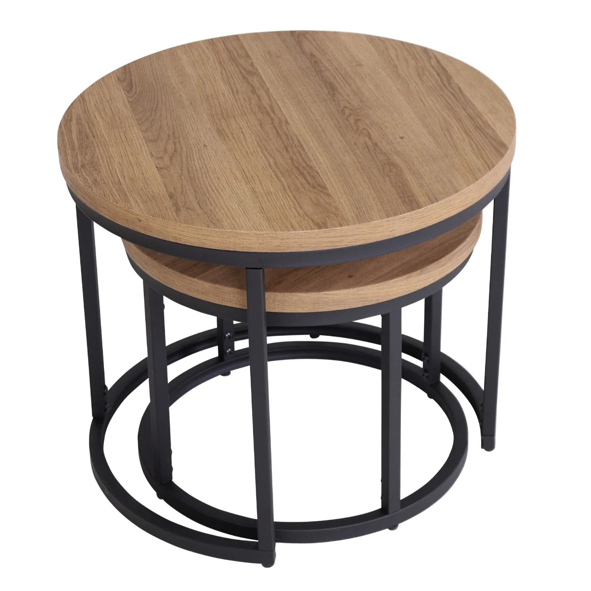 Munich Round Nest of Tables - Oak - Image 3