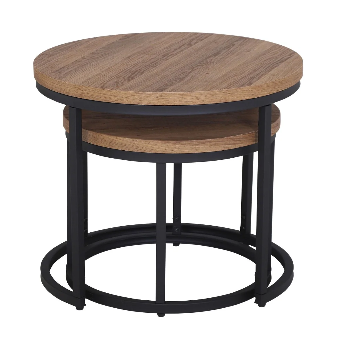 Munich Round Nest of Tables - Oak - Image 4