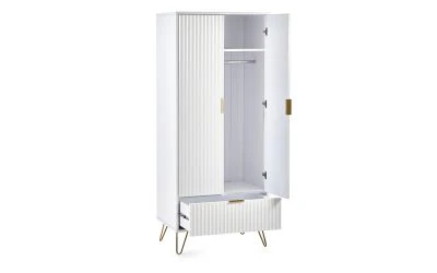 Murano 2 Door 1 Drawer Wardrobe - Matte White - Image 6