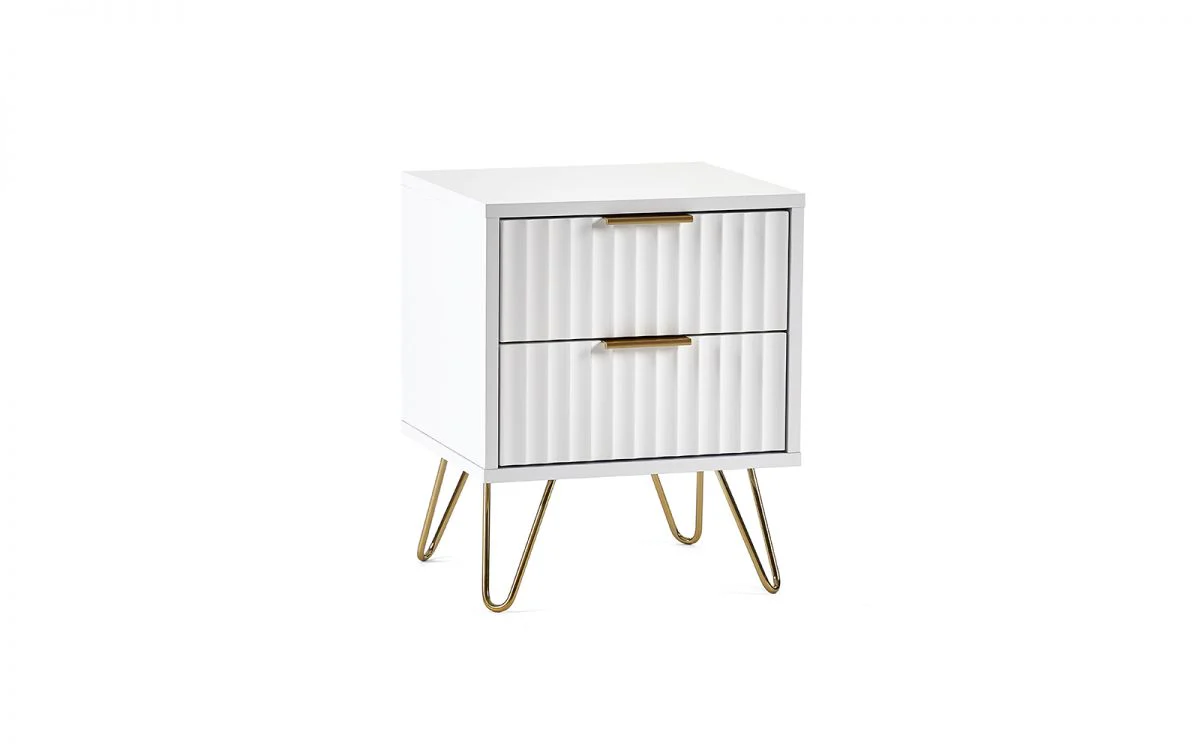 Murano 2 Drawer Bedside Table - Matte White