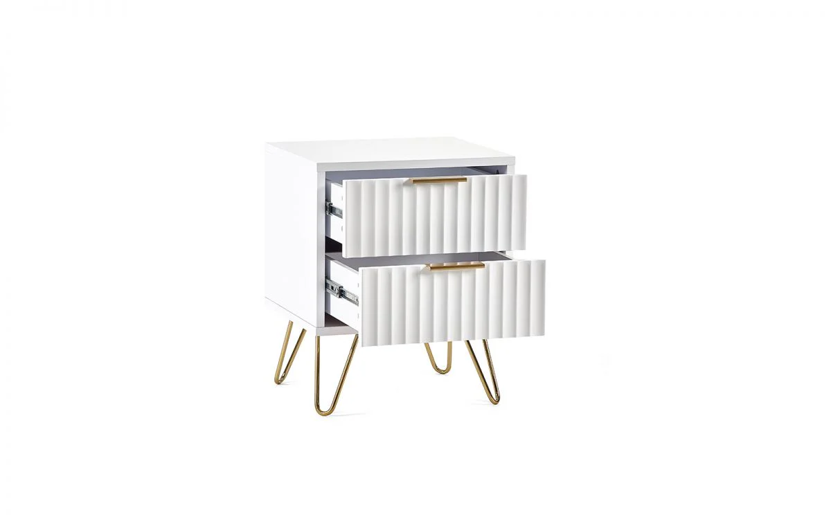Murano 2 Drawer Bedside Table - Matte White - Image 3