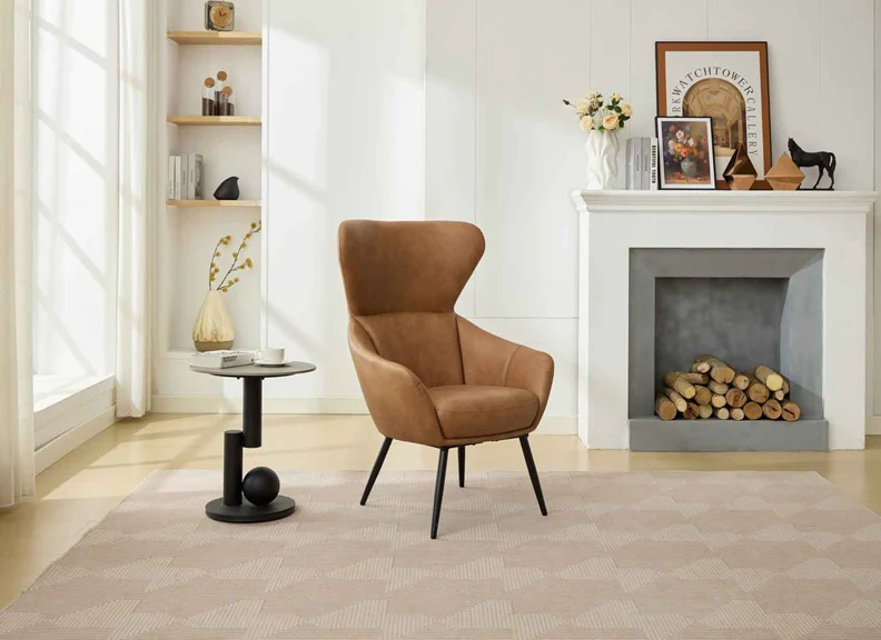 Nantes Accent Chair – Chestnut Upholstery with Winged Neck Rest