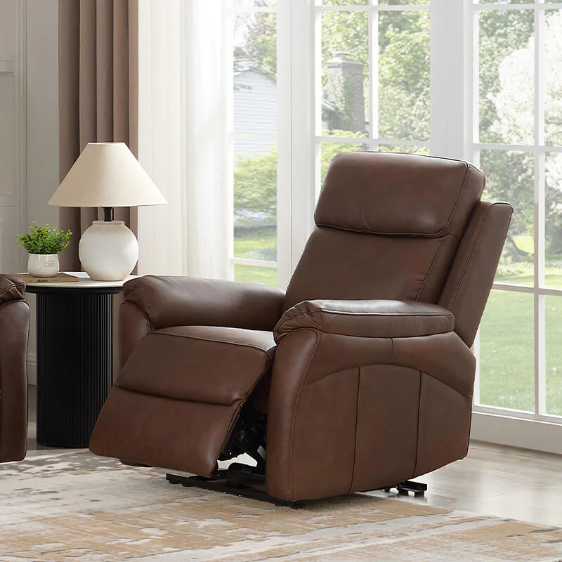 Nardo 1 Seater Electric Recliner – Brown Leather with USB Ports