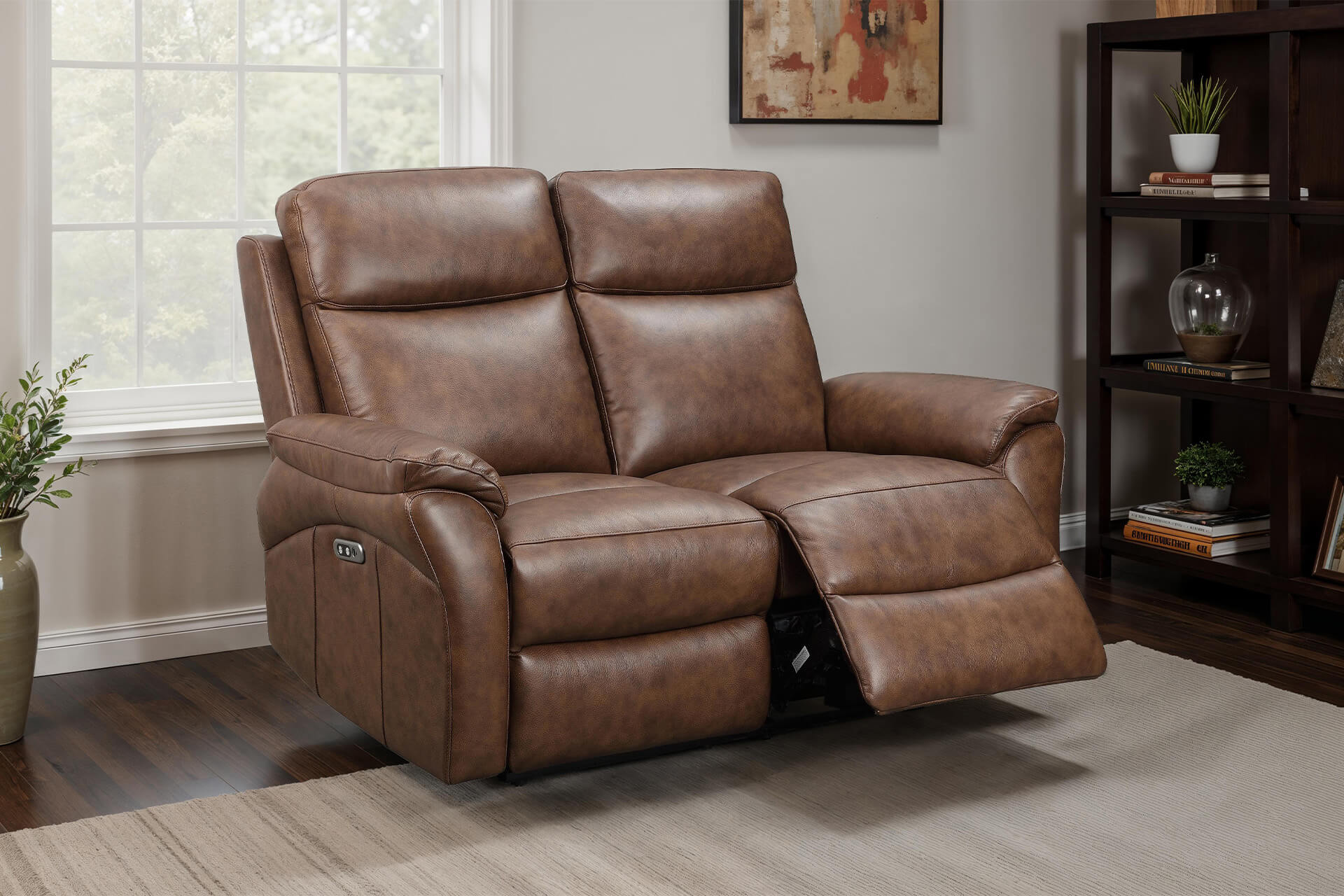 Nardo 2 Seater Electric Recliner – Brown Leather with USB Ports