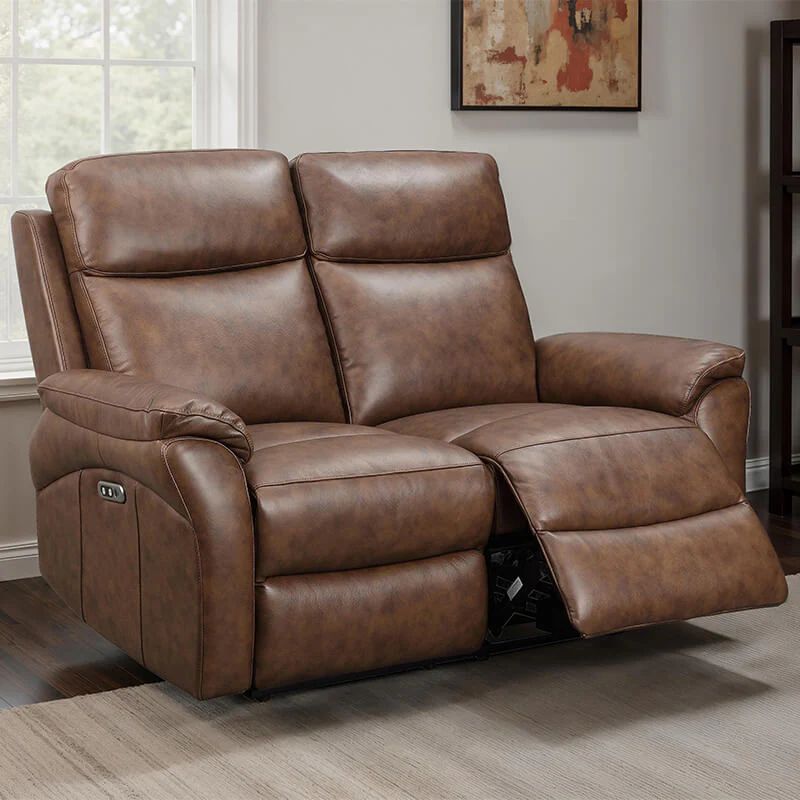 Nardo 2 Seater Electric Recliner – Brown Leather with USB Ports - Image 6