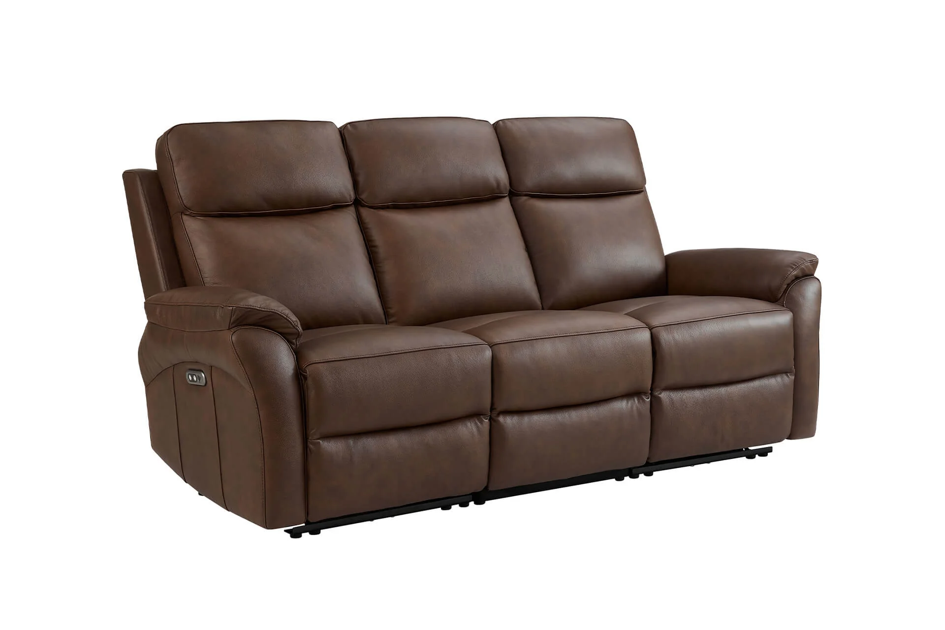 Nardo 3 Seater Electric Recliner – Brown Leather with USB Ports - Image 6