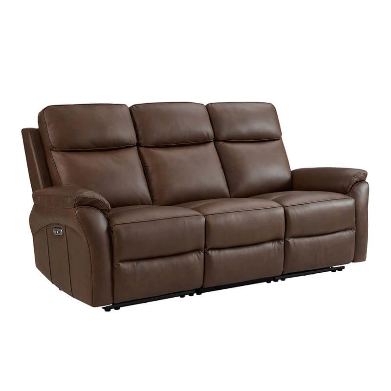 Nardo 3 Seater Electric Recliner – Brown Leather with USB Ports - Image 7