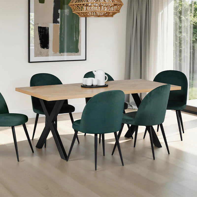 Nate Dining Table 180cm – Natural Oak with Black Metal Legs