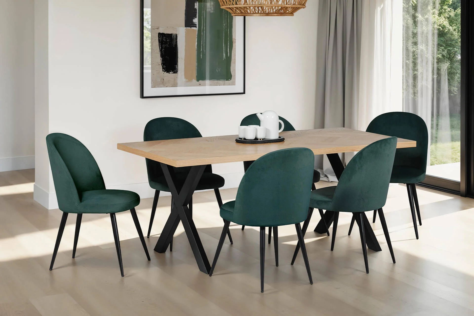 Nate Dining Table 180cm – Natural Oak with Black Metal Legs - Image 3