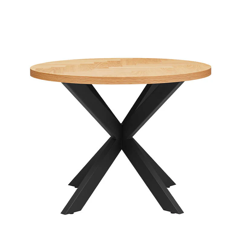 Nate Round Dining Table 100cm – Natural Oak with Black Metal Legs