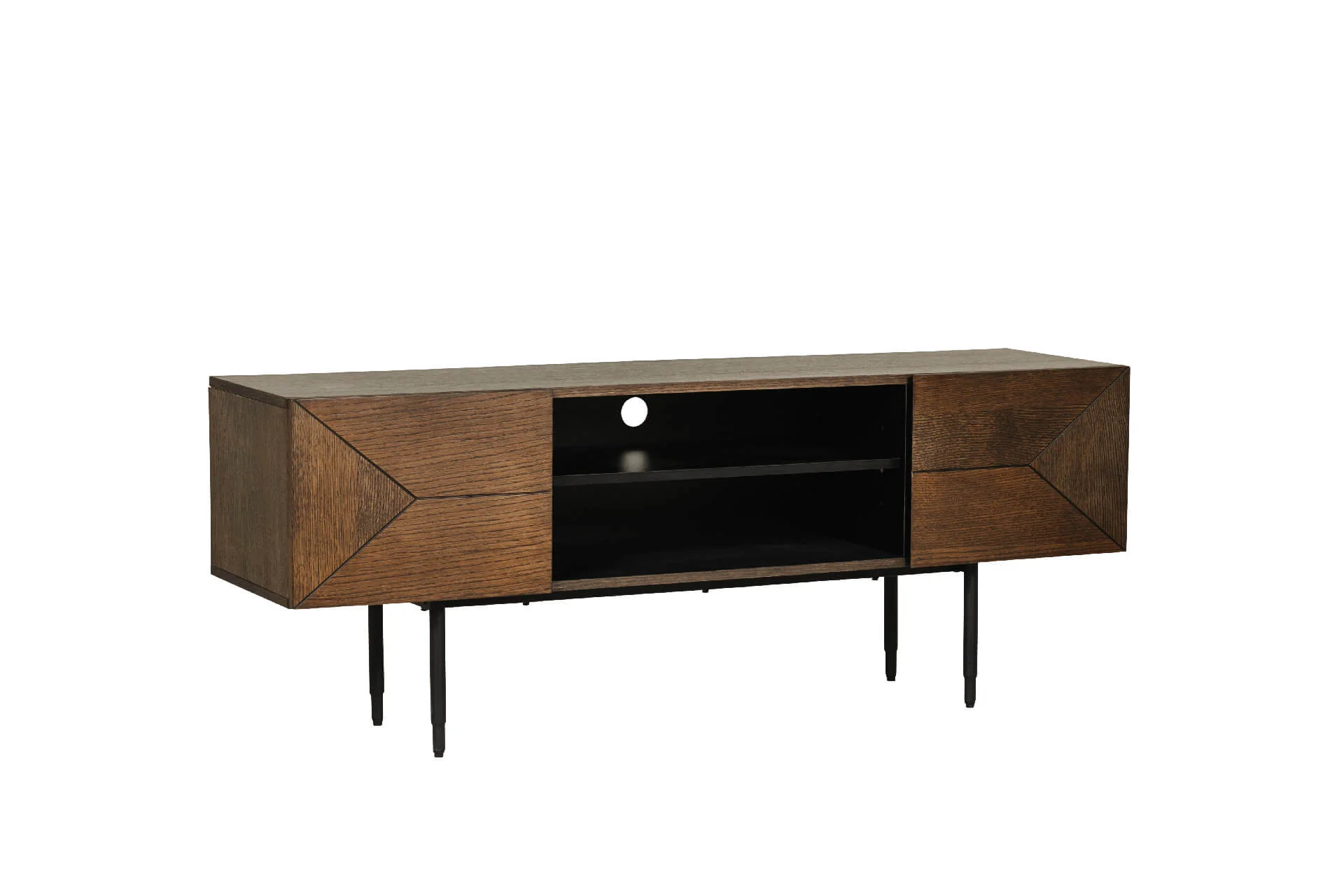 Nate TV Unit 150cm – Smoked Oak with Open Shelves - Image 8