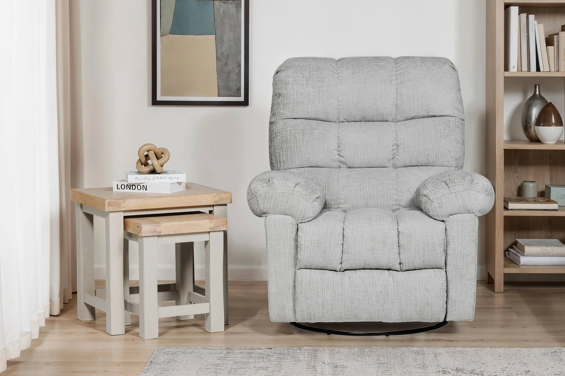 Nellie Glider Swivel Recliner – Grey with Lumbar Support - Image 3