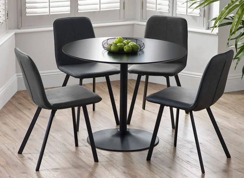 Nero 100 cm Round Dining Table with Goya Chairs – Black Lacquered Finish - Image 5