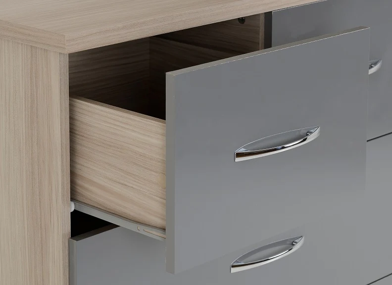 Nevada Grey Low Wardrobe with Five Drawers - Image 3
