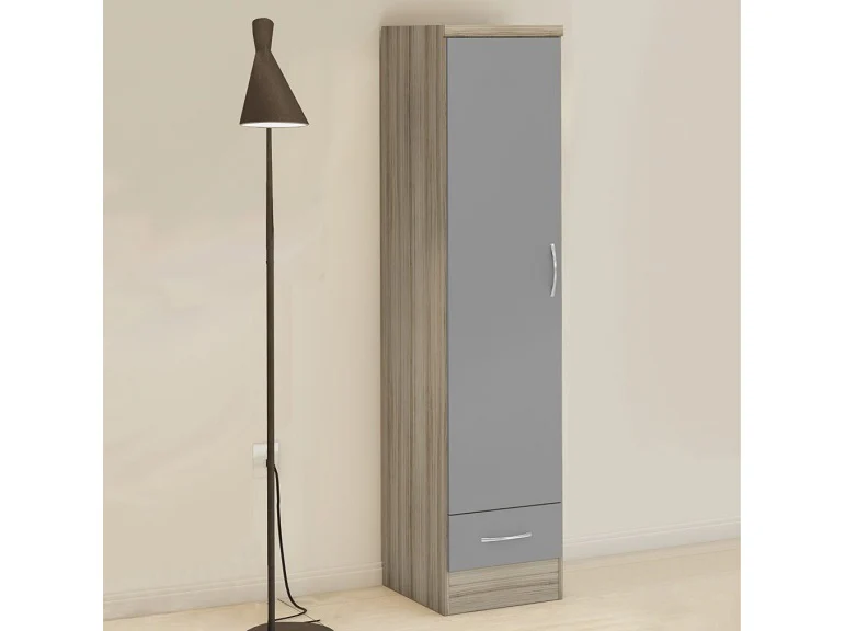 Nevada Grey One Door Wardrobe – Gloss Finish 400mm Wide