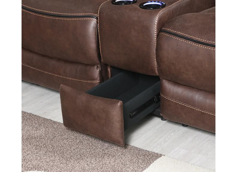 Noah 'Tech' Brown Sectional Sofa – Built-in Speakers with Wireless Charging - Image 4