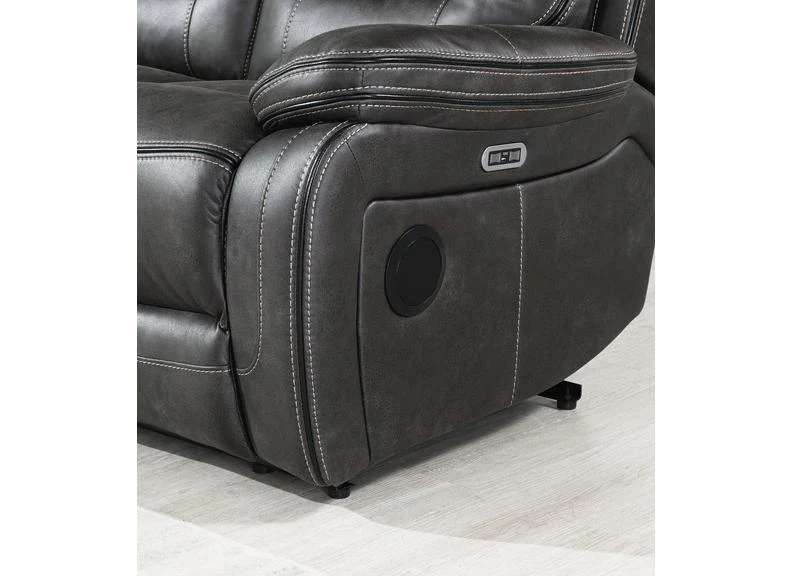 Noah 'Tech' Grey 3PP Sofa – Built-in Speakers & Side Controls - Image 2