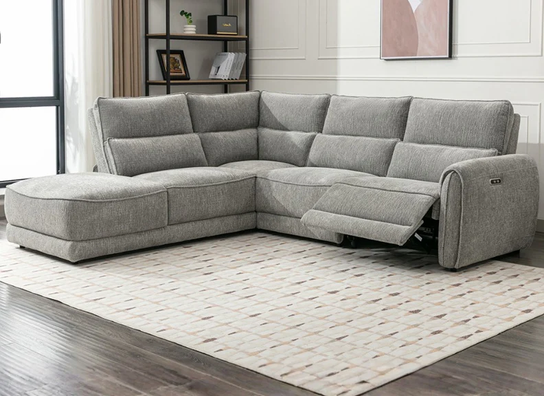 Nora Grey Fabric Powered Sectional Sofa with Chaise - Image 2