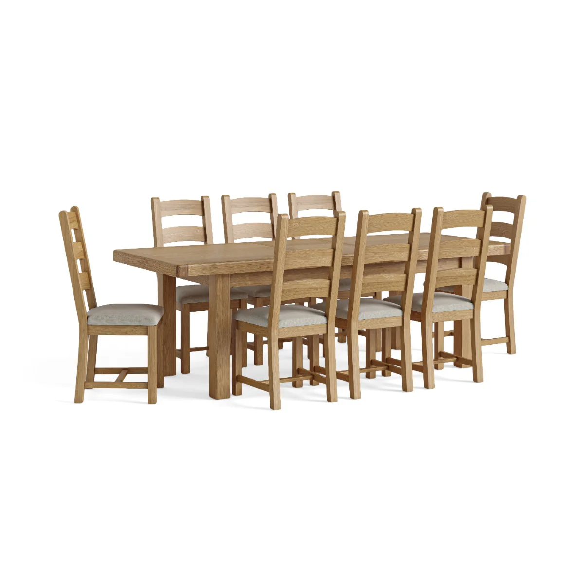 Normandy Large Ext Dining Table – Solid Oak with Polished Silver Handle - Image 3