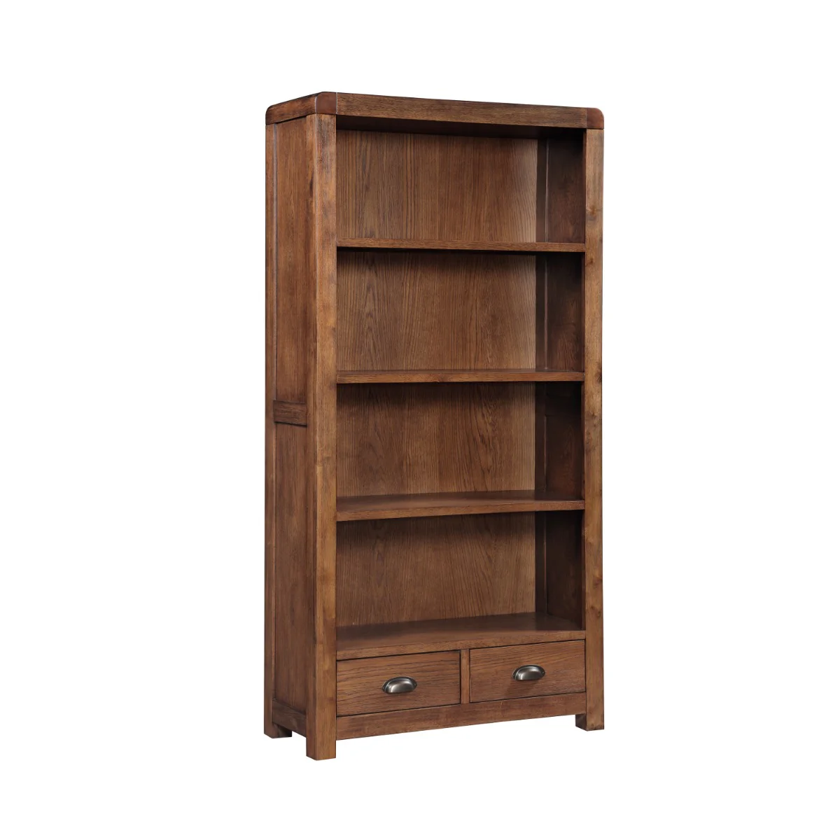 Oakridge Dark Oak High Bookcase With 2 Drawer - Image 2
