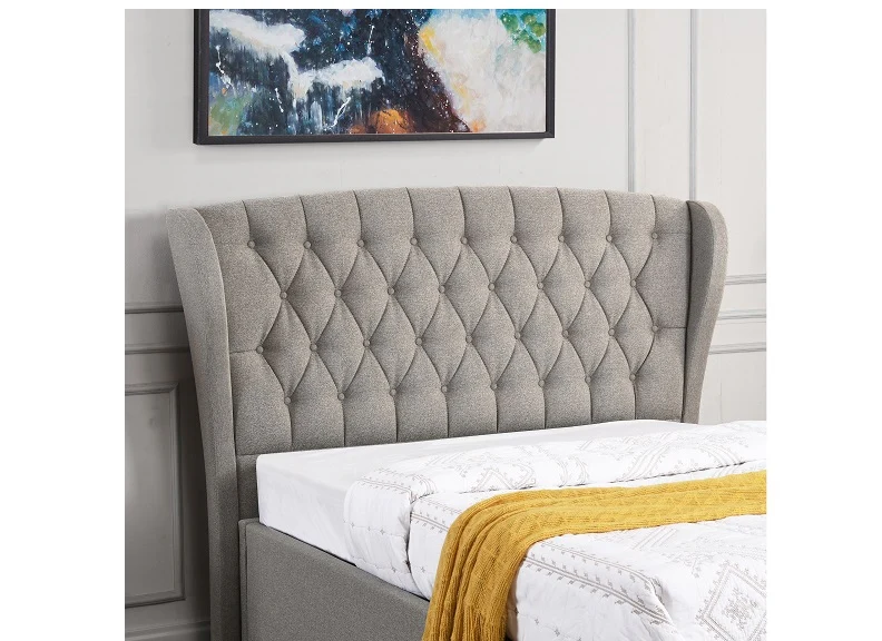 Oasis Gas Lift Ottoman Base – Grey Fabric Upholstery with Optional Headboard - Image 3