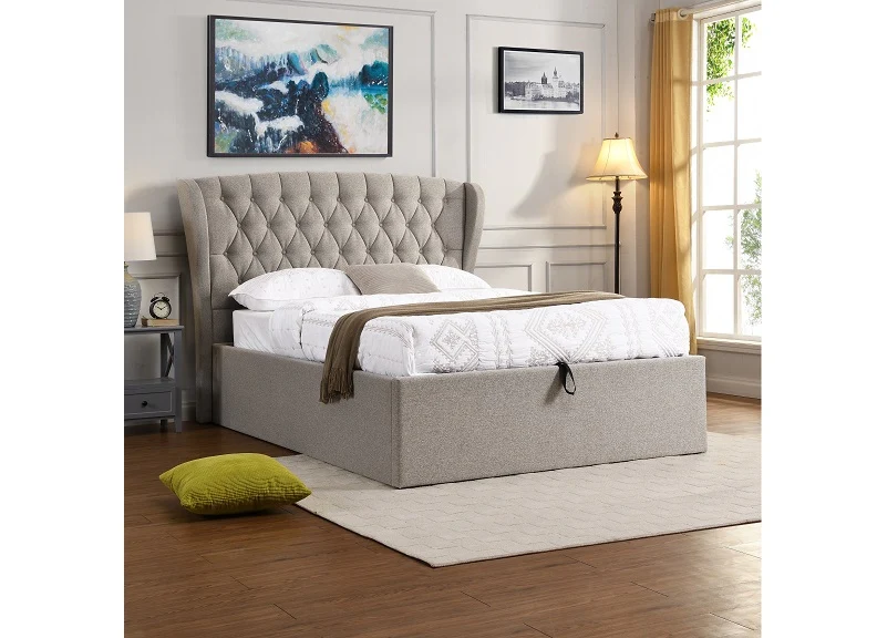 Oasis Gas Lift Ottoman Base – Grey Fabric Upholstery with Optional Headboard - Image 8