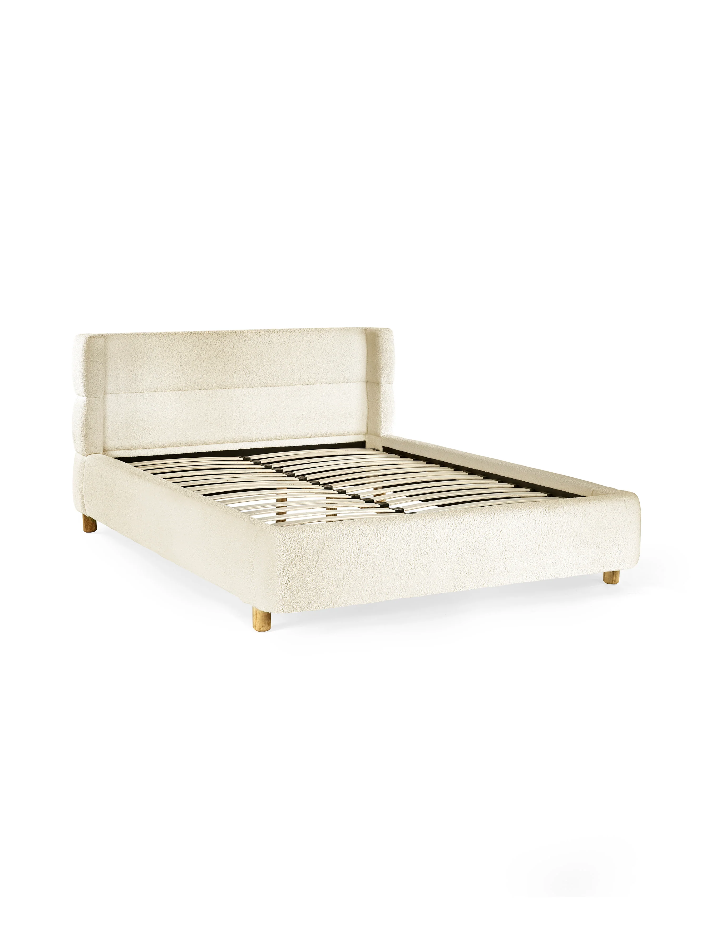Oberon 150 cm King Bed – Cream Bouclé Upholstered - Image 2