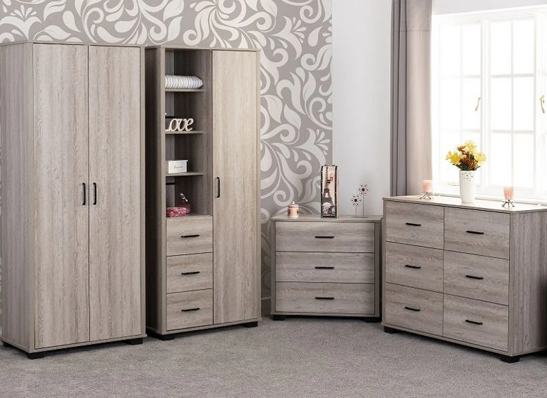 Oliver 1 Door Open-Shelf Wardrobe – Light Oak Effect 800mm - Image 5