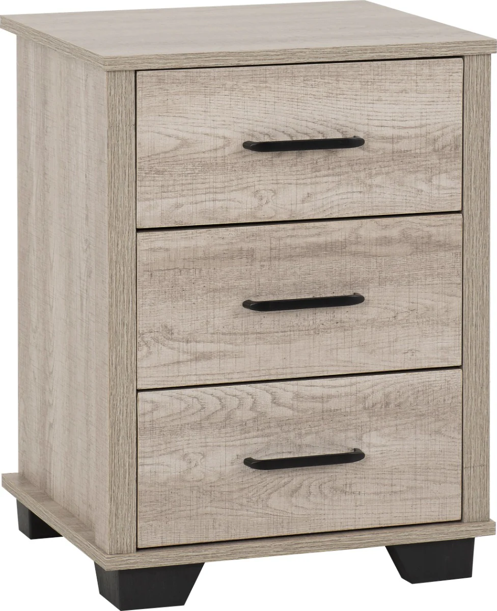 Oliver 3 Drawer Bedside Light Oak Effect - Image 2