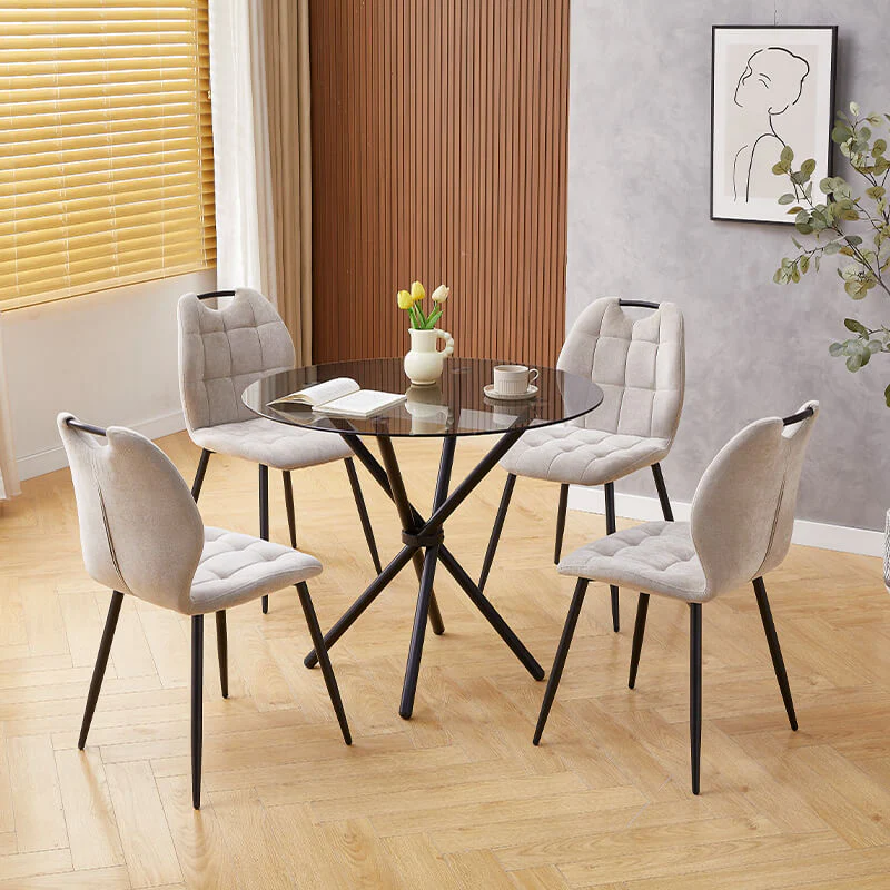 Orrin Dining Table 90cm – Black Tempered Glass Top