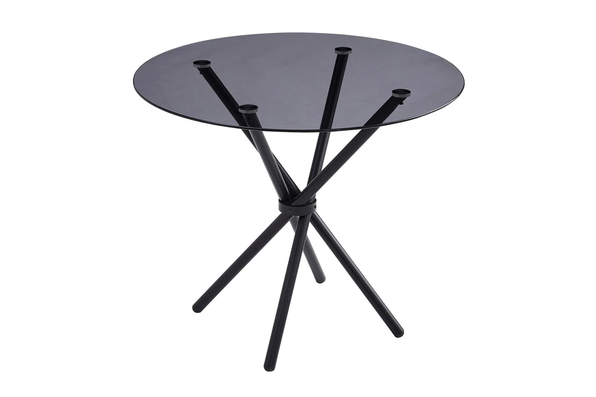 Orrin Dining Table 90cm – Black Tempered Glass Top - Image 2