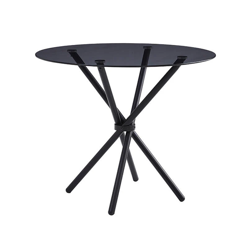 Orrin Dining Table 90cm – Black Tempered Glass Top - Image 3