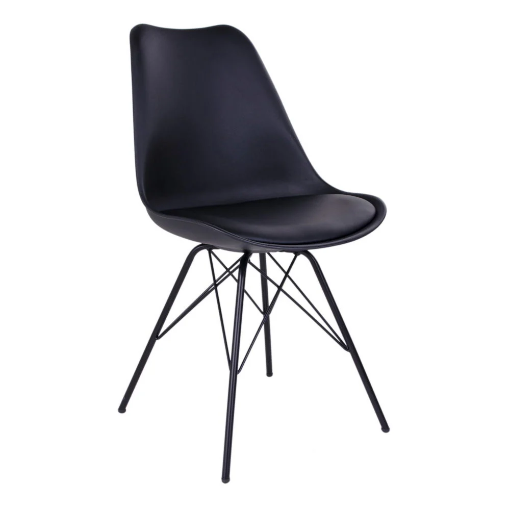 Oslo Dining Chair – Black PU-Leather with Modern Design - Image 3