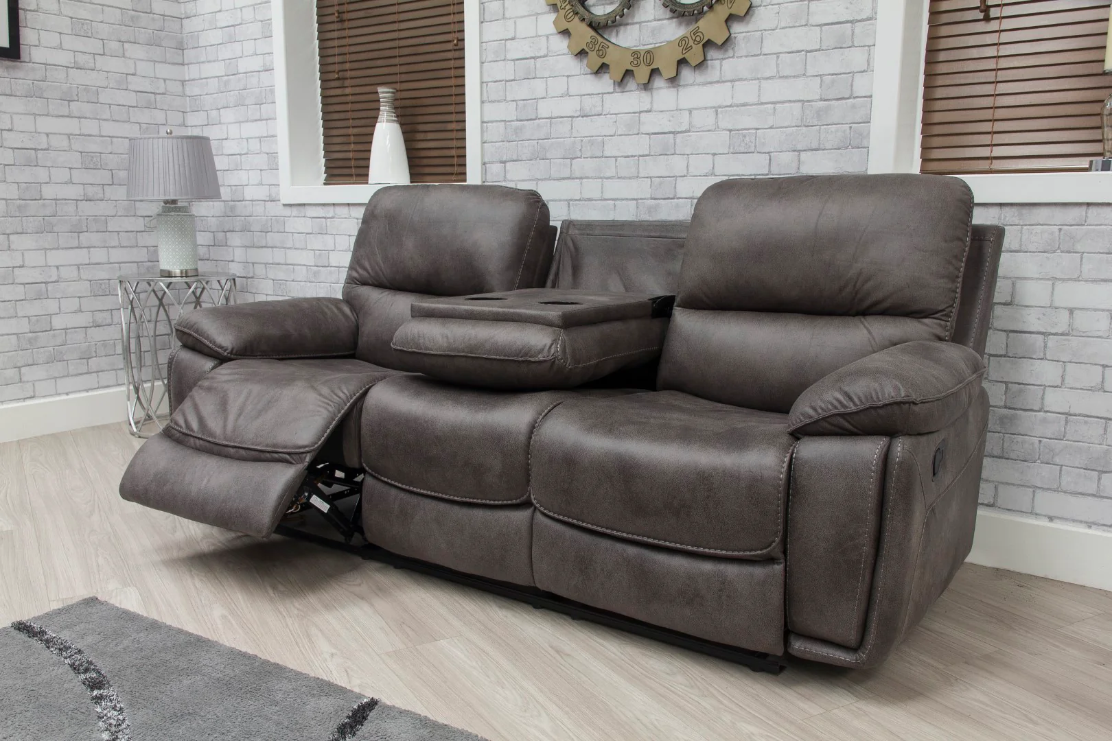 Oxford Suite Reclining Sofa Set – Soft Touch Fabric with Center Console - Image 2