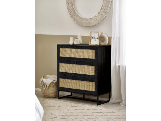 Padstow Black Three Drawer Chest